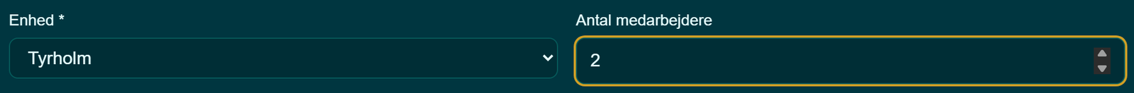 Felterne Enhed og Antal medarbejdere